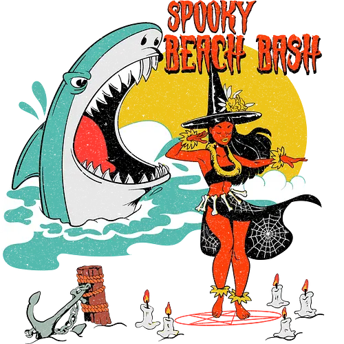 Spooky Bch Bash - shark, witch, hexe, strand, bch