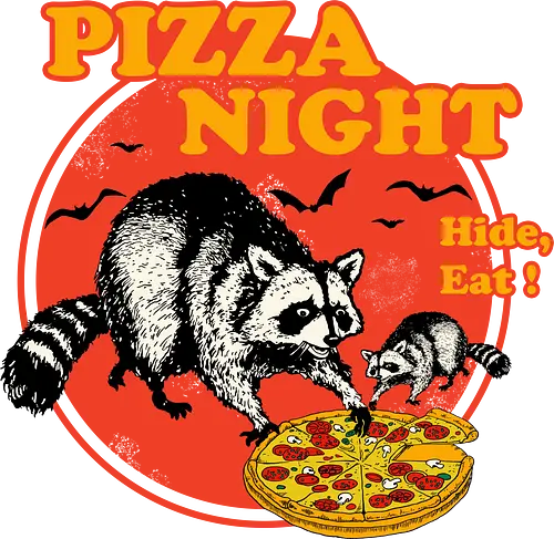 Pizza Night - raccoon, trash panda, pizza