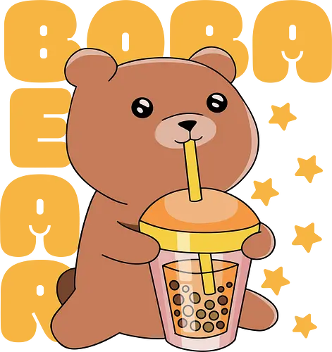 Kawaii Boba Bear - bär, cute, bear, t