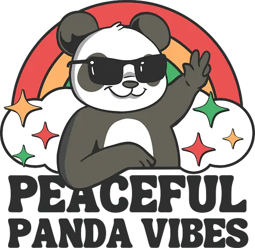 Peaceful Panda Vibes - rainbow, bear