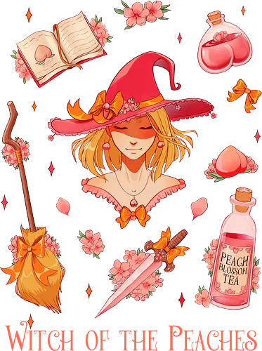 Witch of the peaches - witch, hexe, Pastel colors, peach