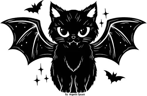 Black Kitty Bat - cat, goth, bat, spooky