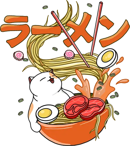 Happy Cat Ramen - ramen, cat, katze, cute, japan