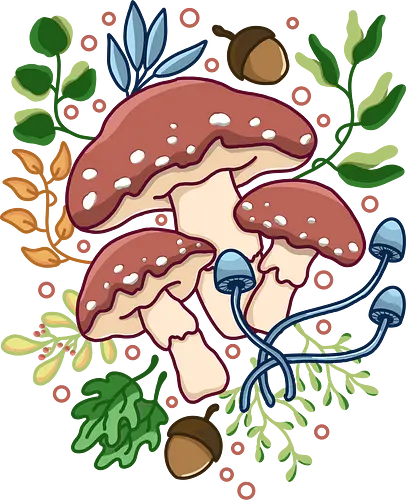 Mushroom and Floral - mushroom, pilz, plant, Floral