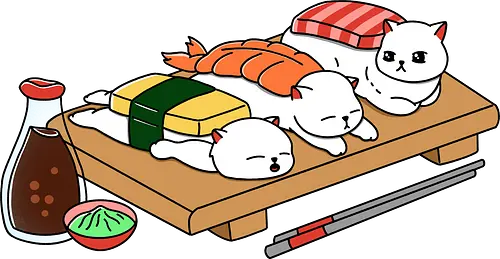 Neko Sushi - sushi, neko, cat, katze