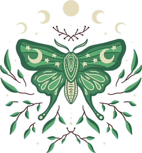 Celestial Moth Bloom - moth, Motte, Falter, mond, moon