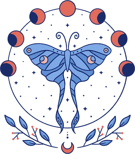 Luna Moth & Moon Phases - moth, moon, mond, Motte, Falter