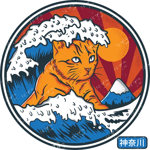 CATnagawa wave - wave, kanagawa, fuji, katze, cat