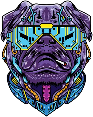 Cyberpug - cyberpunk, dog, pug, mops, hund