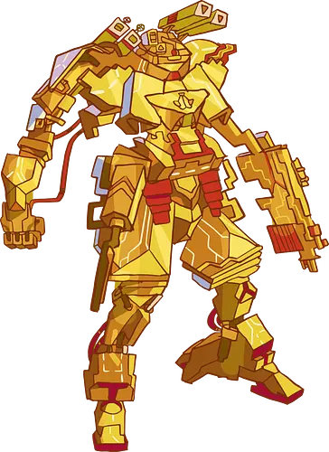 Golden Mecha Warrior - gold, mecha, warrior