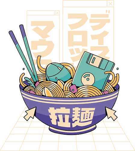 Retro Tech Ramen - ramen, 80s, retro