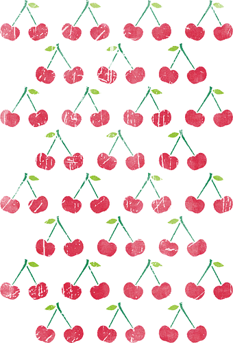 Little Cherries Stencil Pattern Rough - stencil, Pattern, Kirsche, Cherry, retro