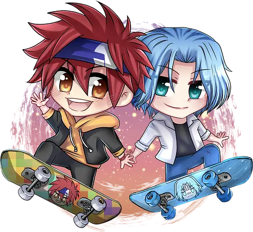 Reki und Langa - anime, Sk8, The infinity, chibi