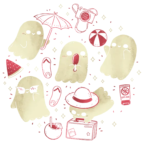 Creepy Kawaii Summer Ghosts - Travel, Cute