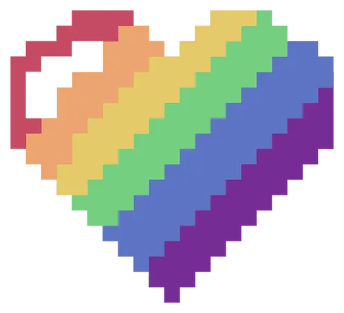 Rainbow Pixel Heart Game - Love, Colorful, Hrt