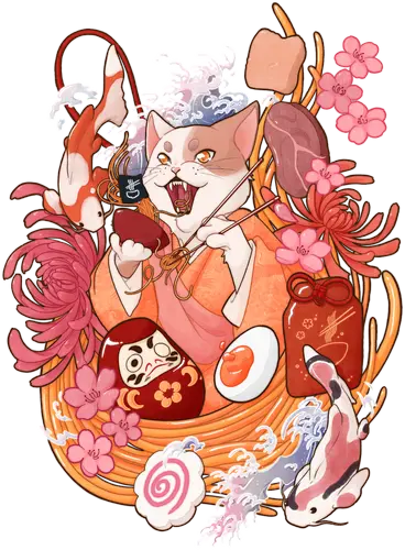 Fortune Ramen - fortune, luck, ramen, yokai, cat, katze